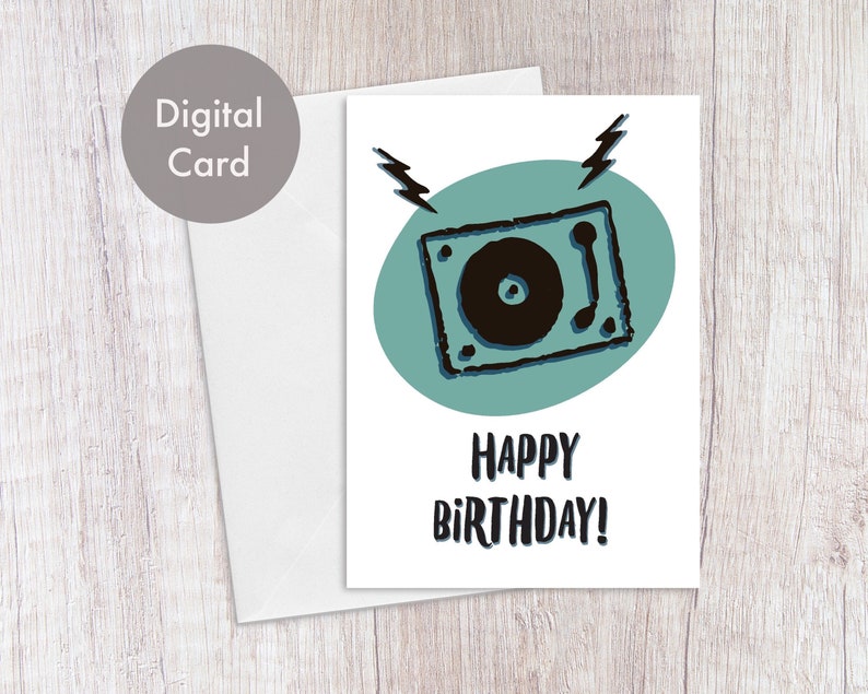 Printable Birthday Card Dj Turntable Vinyl Collector Etsy Canada