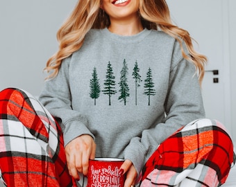Pine Trees Sweatshirt - Evergreen Trees Shirt - Camping Sweatshirt - Forest Sweatshirt - Holiday Tree Shirt - Christmas Sweatshirt