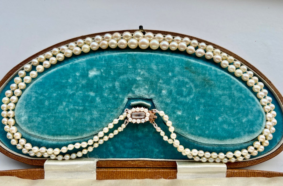 Classic Double Strand Pearl Necklace W/antique Gold lovers Etsy
