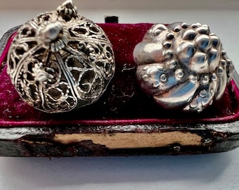 Two Antique Germain silver dome shaped buttons