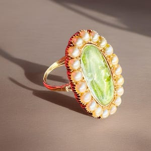 Antique Georgian Mourning Gold Locket Ring with Natural Pearls – Dated 1825 – Brooch Conversion – UK / US Size 8