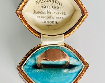 Abrace la historia: impresionante anillo de sello de caballero antiguo elaborado en oro de 9 quilates, completo con sellos británicos completos de 1918 UK M 1/2 US6.5