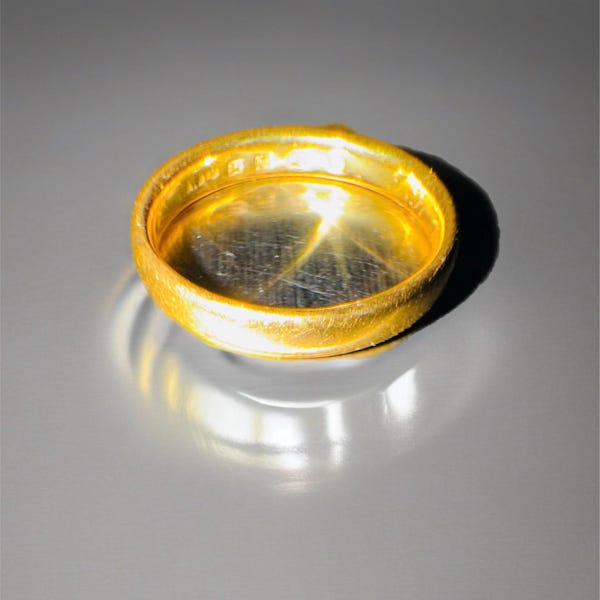 Antique Victorian 22ct Gold Ring, London Hallmarked 1872, Size J US 5, D-Shape Wedding Band, Pinky or Guard Ring