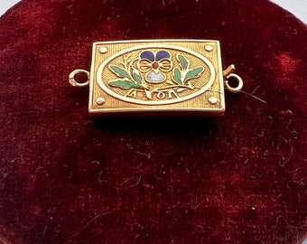 Chiusura a scatola in oro francese antico migliorato: squisita chiusura per collana decorata con smalto viola del pensiero