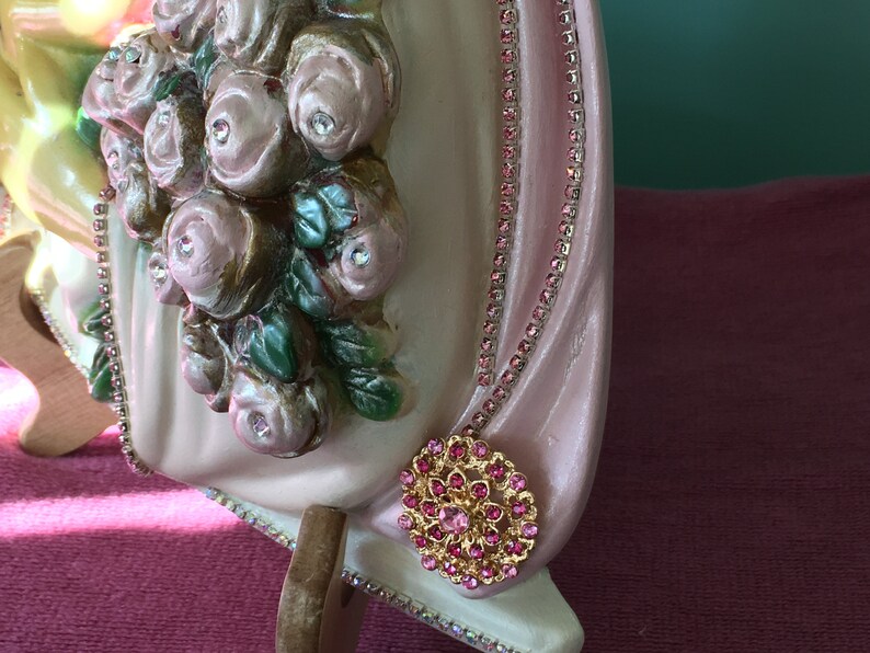 PINK  Chalkware/Plaster/ VINTAGE Plaque/ MADONNA & Baby Jesus image 6