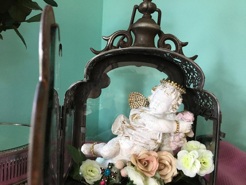 SHABBY CHIC/ Chippy Paint /Cherub Angel/ Lantern/ French image 7