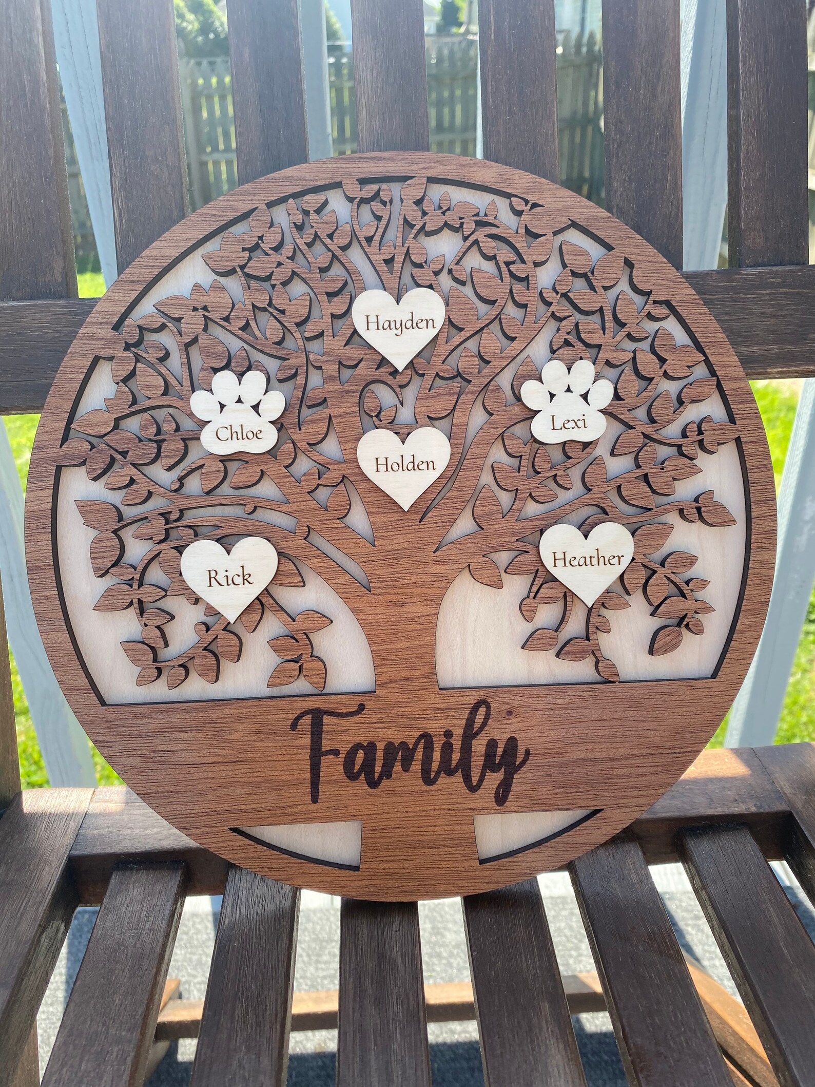 Árbol genealógico personalizado Madera de caoba grabado con | Etsy