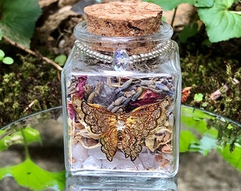 Faery Attraction Spell Jar - Oro amarillo con cuarzo rosa