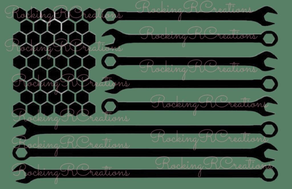 Wrench American Flag Decal Etsy