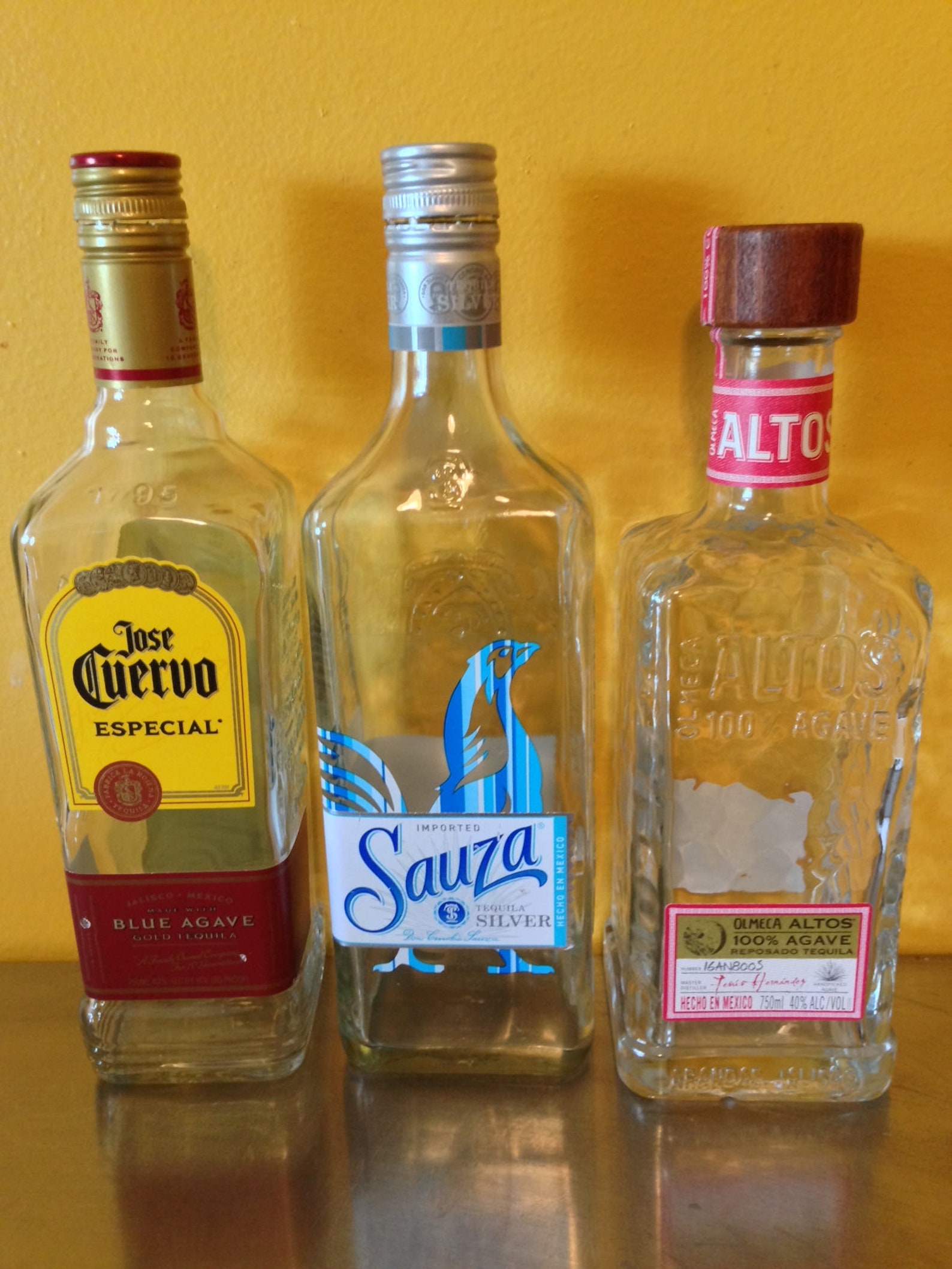 Set of 3 Empty Tequila Liquor Bottles with Lids Etsy