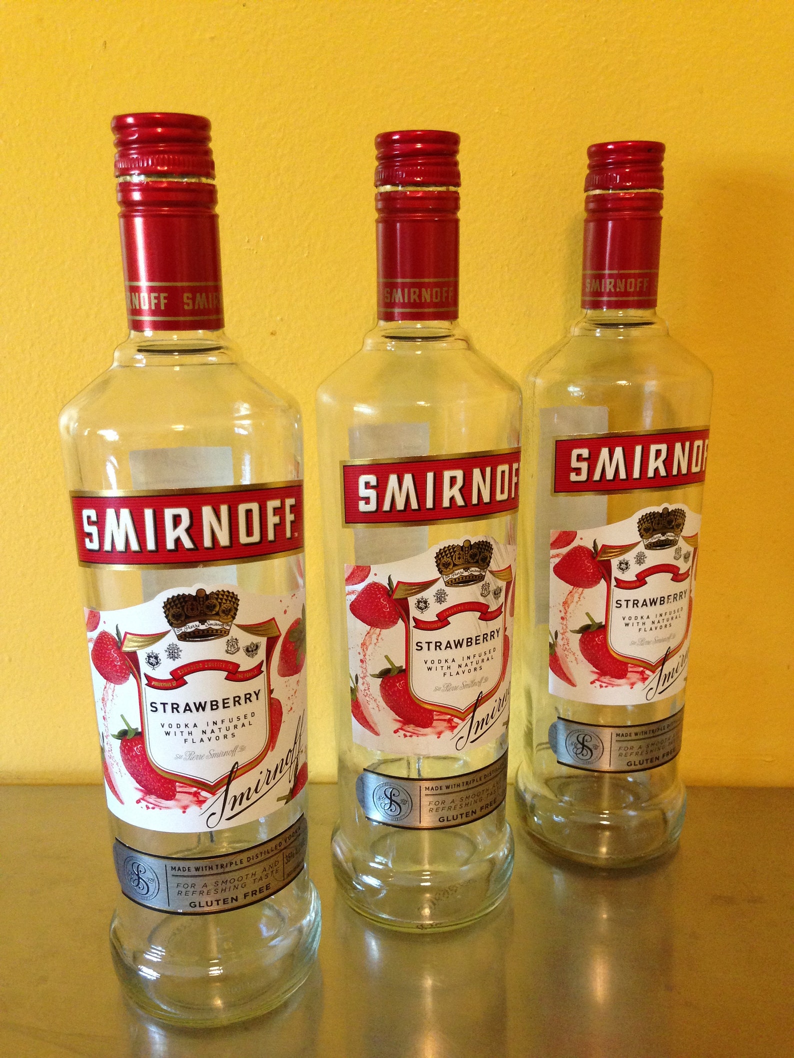 Set of 3 Smirnoff Strawberry Vodka 750 ML Bottles With Lids Etsy