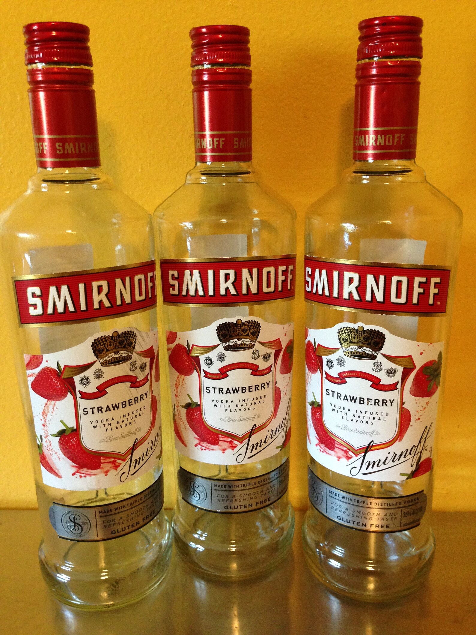 Set of 3 Smirnoff Strawberry Vodka 750 ML Bottles With Lids Etsy