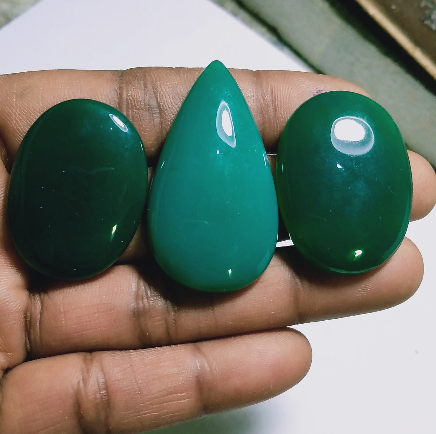 A1 Quality Green Onyx stone polished stone cabochon loose Etsy