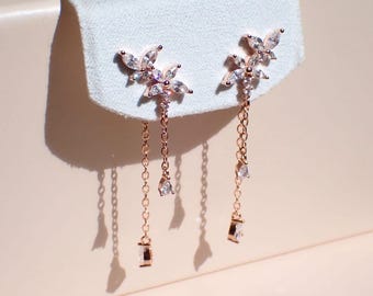 Dyna Butterfly Flower Earjacket 925 Silver, Flower Earring, Flower Earjacket, butterfly Earring