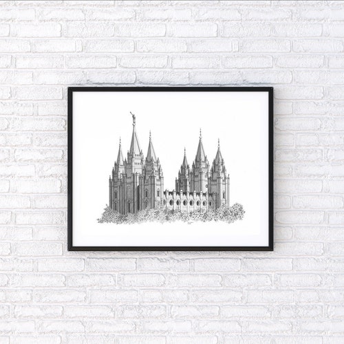 Salt Lake City LDS Temple Printable Watercolor Wall Art Etsy