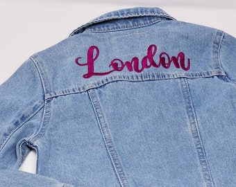 New Kids Personalized Denim Jacket Embroidered with Customizable Name Children's Blue Jean Jacket Girls