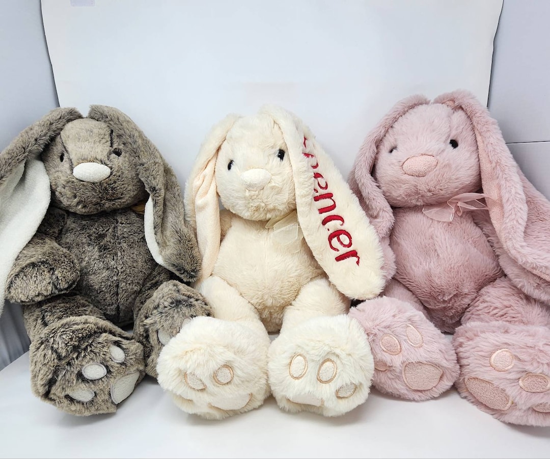 New Embroidered Large Easter Bunny Rabbit Plush Stuffy Stuffed - Etsy