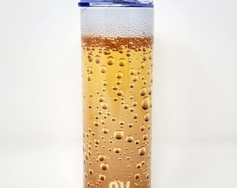 Customizable Beer Foam 20oz Tumbler: Stainless Steel Mug with Straw