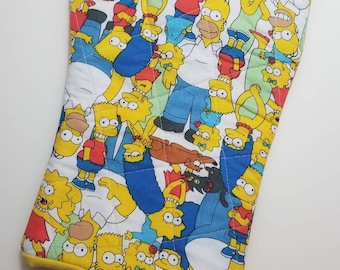 New Homemade Quilted Oven Mitt Pot Holder The Simpsons TV Show Print