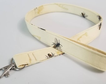 New Homemade Bumblebee Print, Lanyard with Lobster Claw Swivel Clasp, Badge Holder