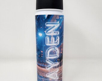 Customizable Stainless Steel Water Bottle with Straw: Basketball Design, 22 oz
