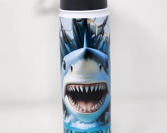 Shark Design Water Bottle: Personalized Stainless Steel 22 oz