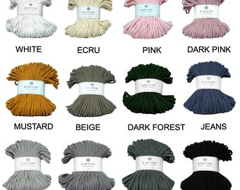 7 mm/5 m or 7 m ~ cord OEKO TEX/ Braided cotton cord/Coton cordon tressé