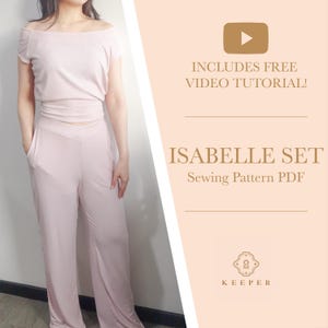 Loungewear Set Sewing Pattern PDF high waist pants with pockets Sewing Pattern for Beginner PDF Sizes XS to 3XL Pattern with Tutorial