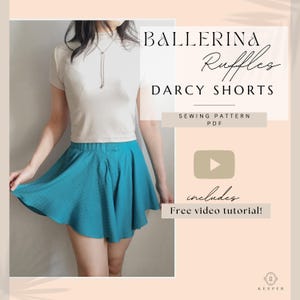Ruffle Dance Shorts Sewing Pattern: Ballerina shorts with Beginner Tutorial (UK4-22, EU32-50, US1-18) (PDF)