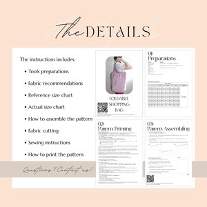 Foldable Reusable Bag Sewing Pattern PDF foldable grocery bag tote bag reusable market bag Sewing Pattern for Beginner Digital Download 3 Sizes Pattern with youtube Tutorial on Etsy