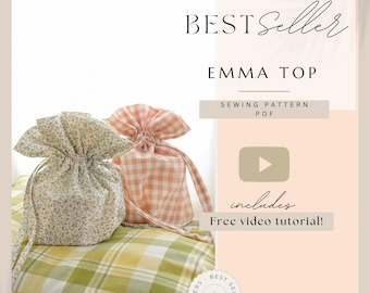 Drawstring Bag Sewing Pattern PDF: Beginner Cosmetic Lunch Bag Bridal (Digital Download)