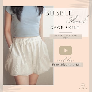 Bubble Skirt PDF Sewing Pattern: Maxi Mini skirt with Pockets (UK4-22, EU32-50, US1-18)