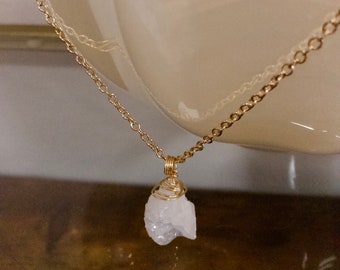 Free Shipping White druzy coin Necklace