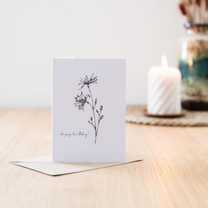 Cartão de aniversário, Cartão de presente, Ragged Robin, Feliz aniversário, Desenho de flores silvestres, Ilustração floral