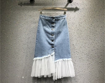 Jean Skirt Etsy