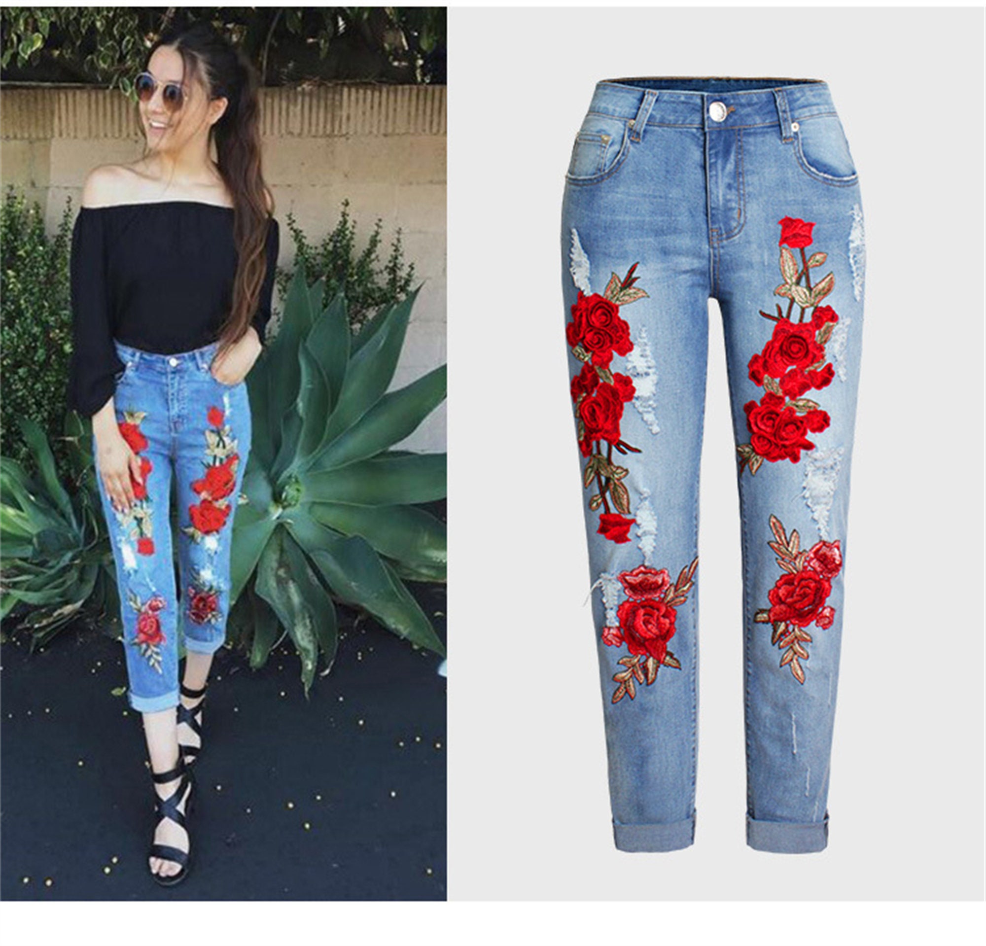 Women's Floral Embroidered Denim 