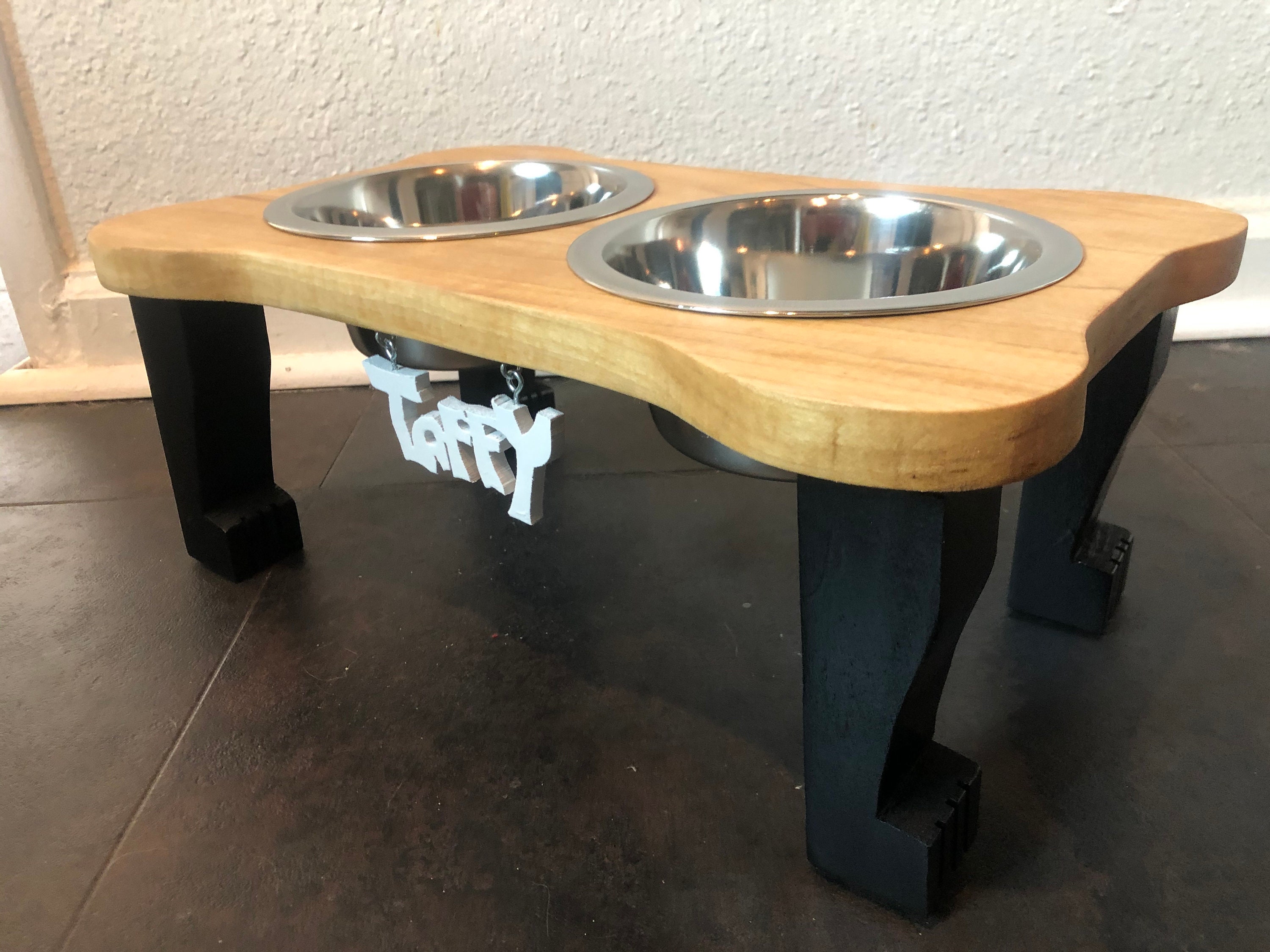 Small Breed Dog Bowl / Bone Shaped / Elevated Dog Feeder / Etsy