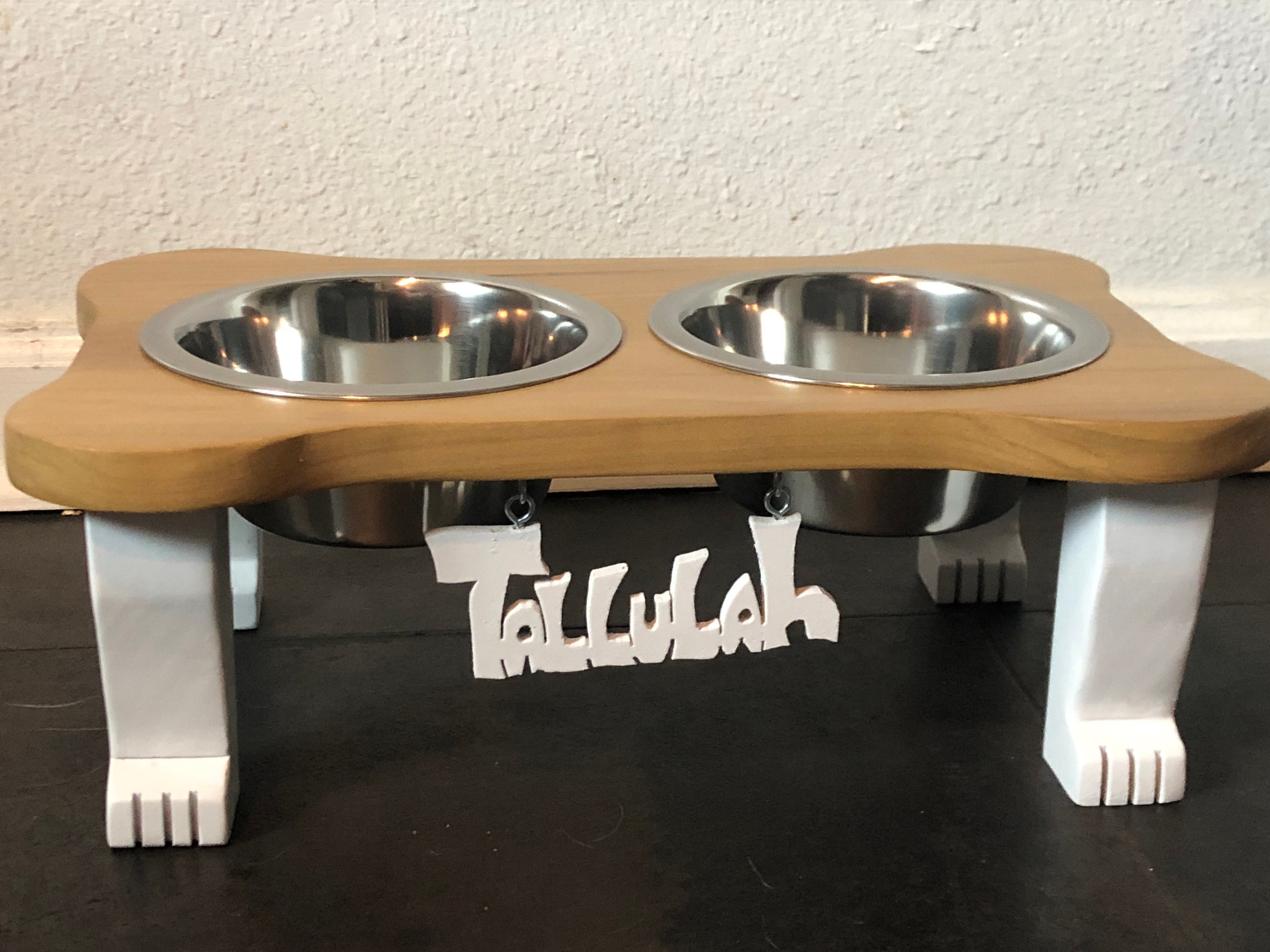 Bone shaped best sale dog bowl holder