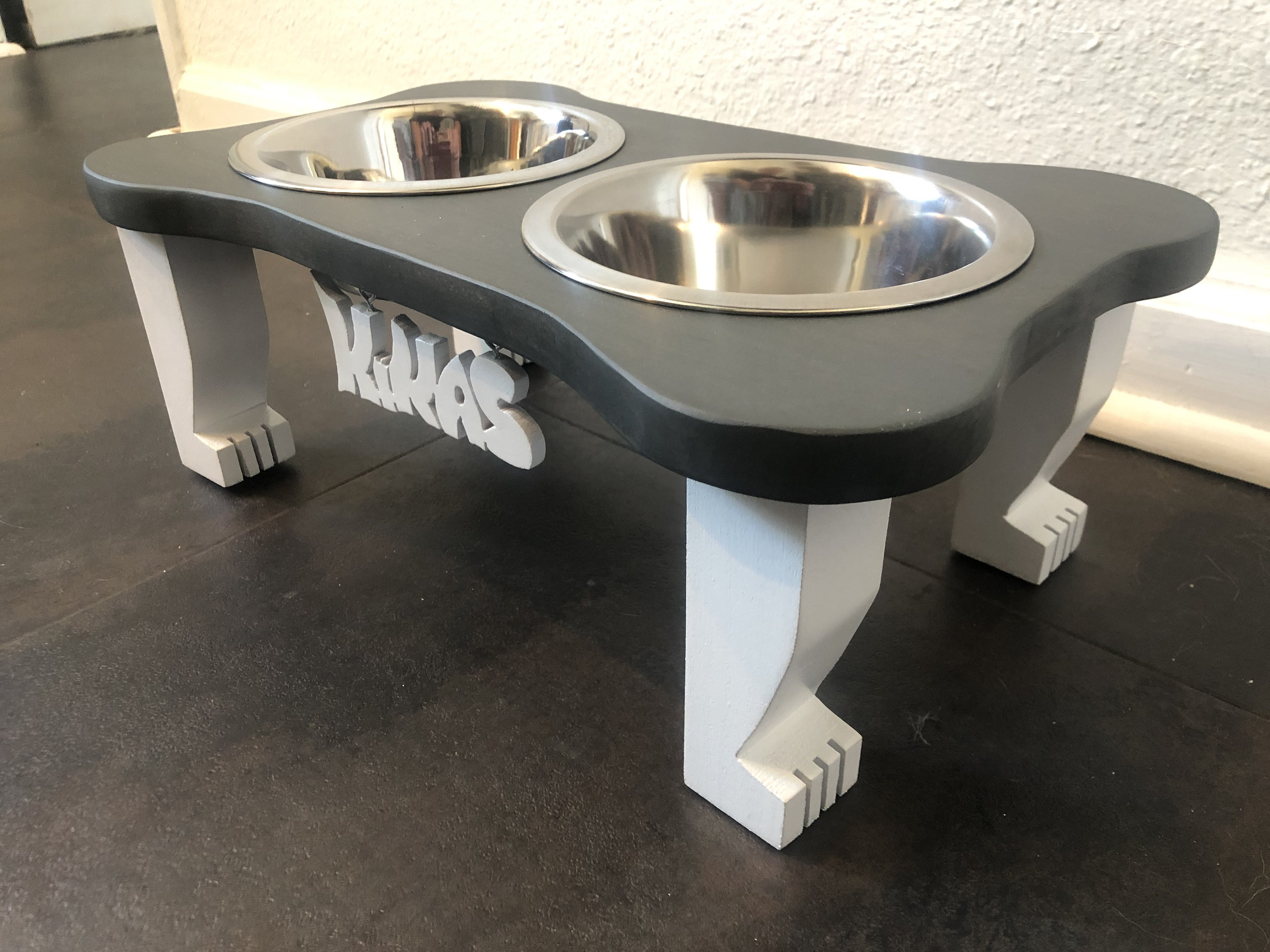 Small Breed Dog Bowl / Bone Shaped / Elevated Dog Feeder / Etsy