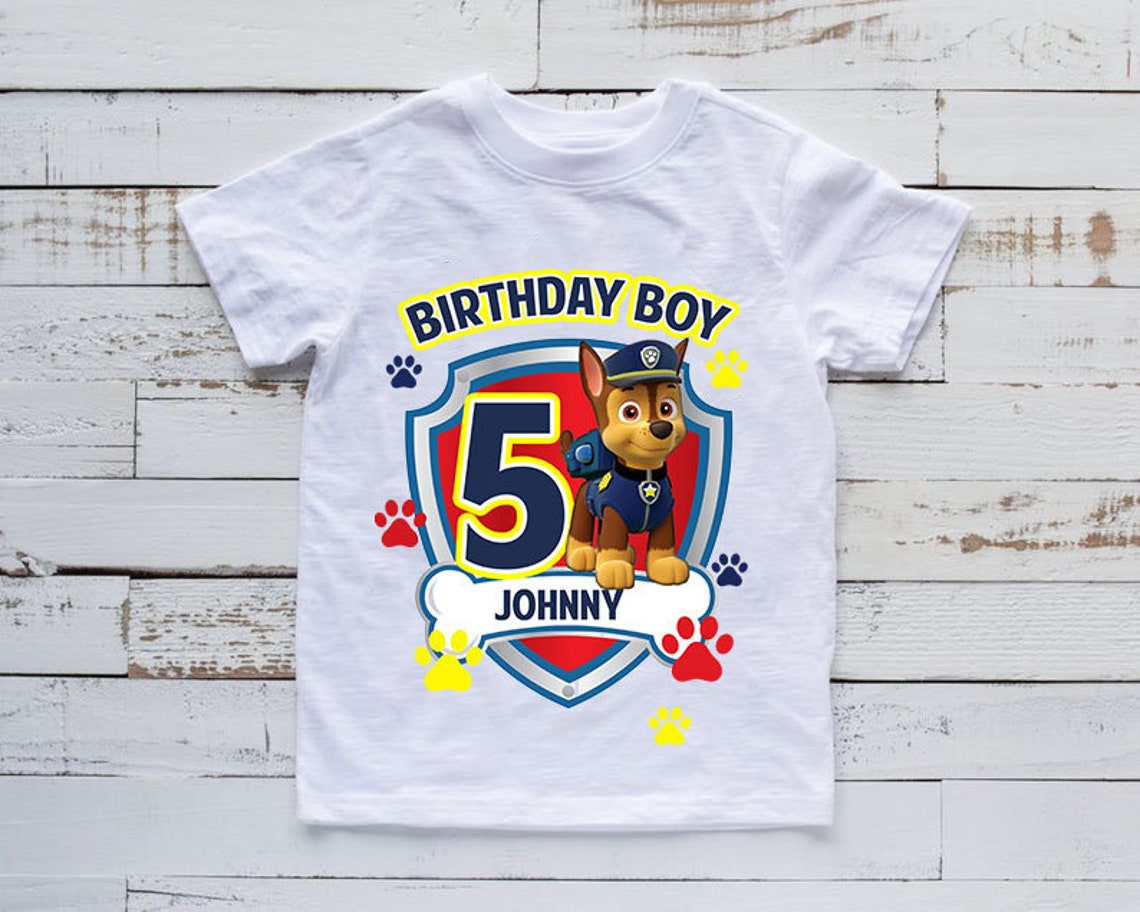 Paw Patrol Chase Birthday Shirt Chase Birthday Shirt Paw Etsy