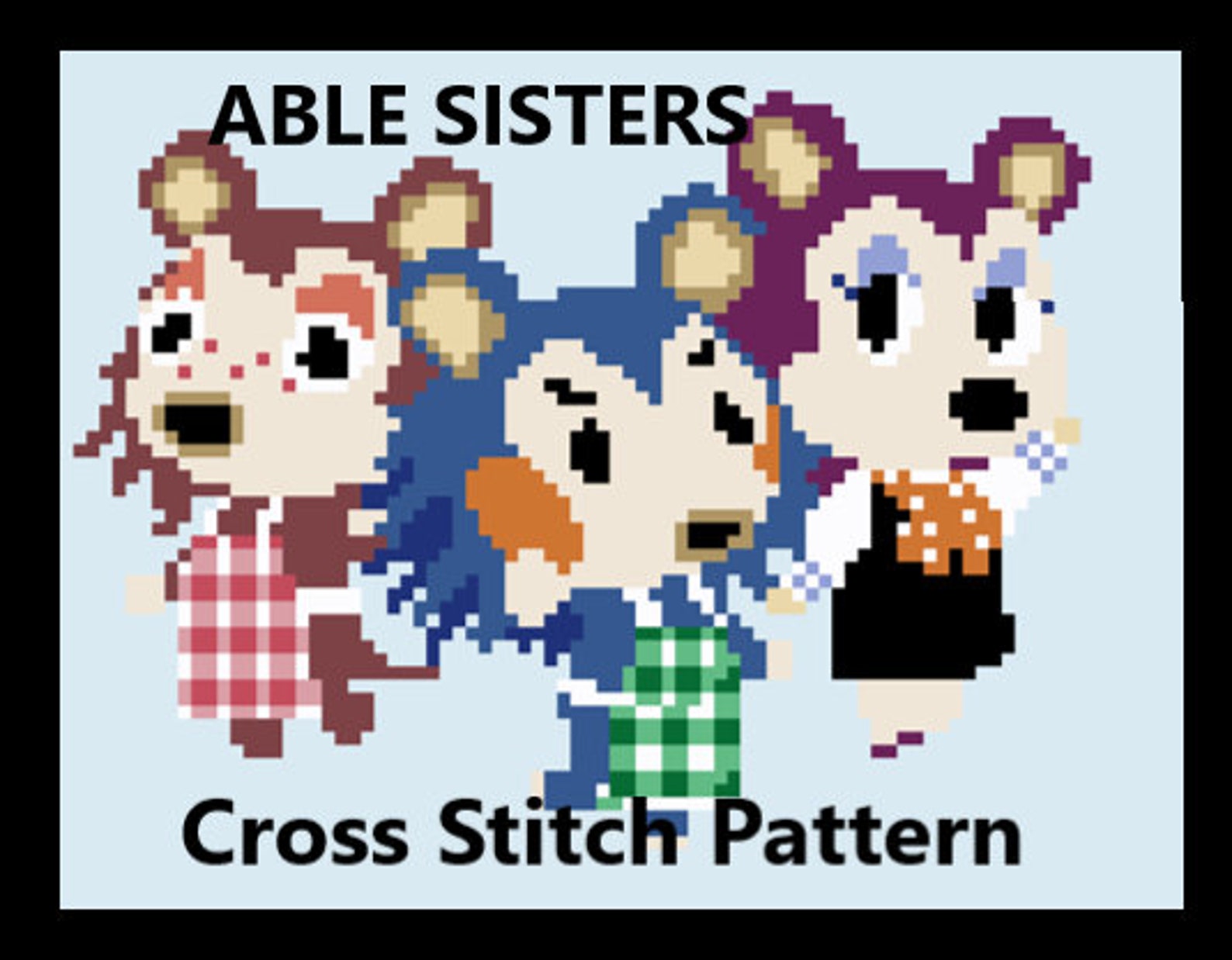 Animal Crossing ABLE SISTERS CHARACTERS Cross Stitch Pattern. Perfect