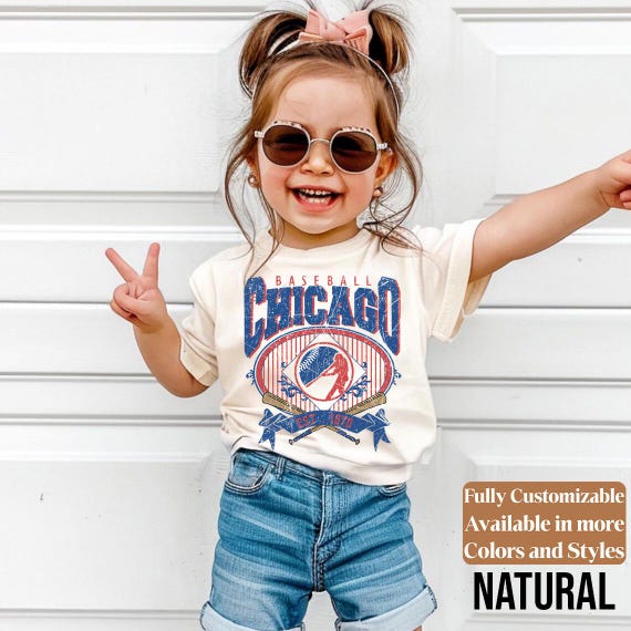 Chicago Baseball Vintage Kids T-Shirt | Retro Cubs Youth Tee | Toddler Game Day Shirt | Little Fan Gift | TC733