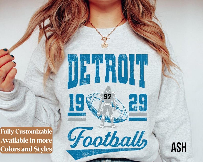 Vintage Detroit Football Sweatshirt Style 01
