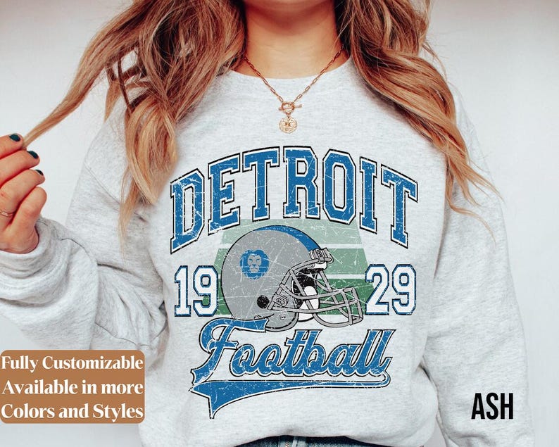 Vintage Detroit Football Sweatshirt Style 02