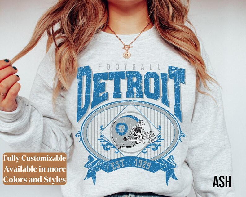 Vintage Detroit Football Sweatshirt Style 04