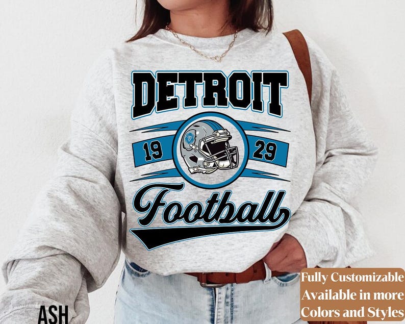 Vintage Detroit Football Sweatshirt Style 03