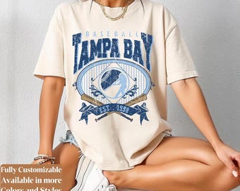 Comfort Colors Tampa Bay Baseball Shirt | Retro 813 727 Game Day Tee | Vintage Devil Rays Neon Ballpark Style | TB Fan Gift | TC755