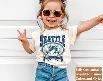 Seattle Baseball Vintage Kids T-Shirt | Retro Mariners Youth Tee | Toddler Game Day Shirt | Little Fan Gift | TC753