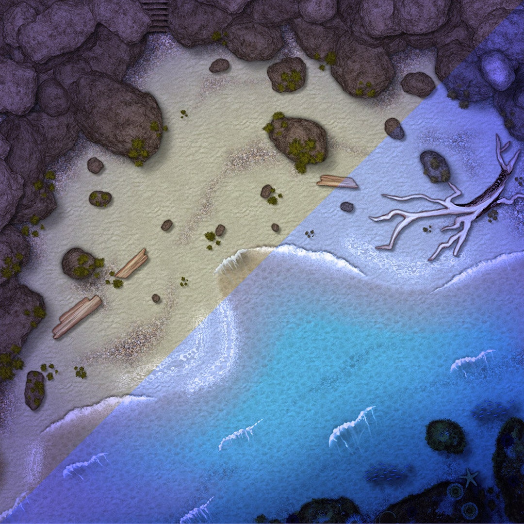 Dungeons And Dragons Beach Battle Map Noche D a DnD D D 5e Roll20 Dungeons And Dragons Beach Battle Map Noche D a DnD D D 5e Roll20