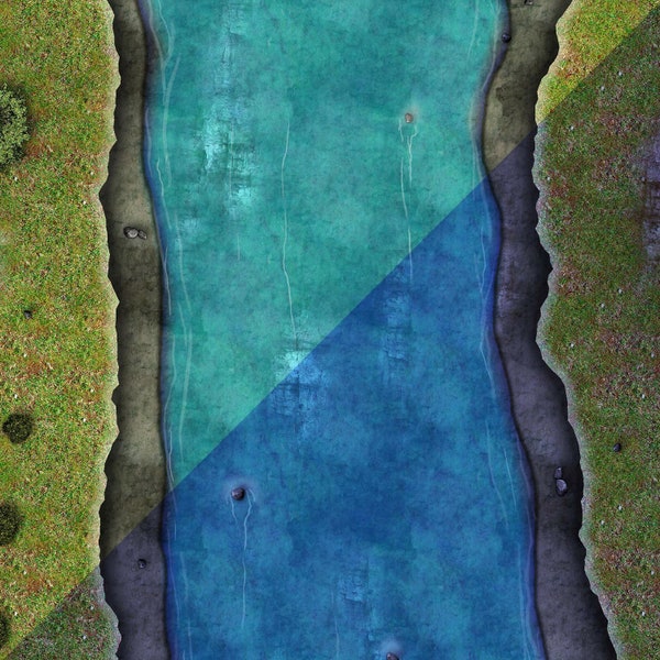 Dungeons and Dragons River Battle Map - Night/Day - DnD, D&D, 5e, Roll20, Fantasy Grounds, Foundry, VTT, Digital Map